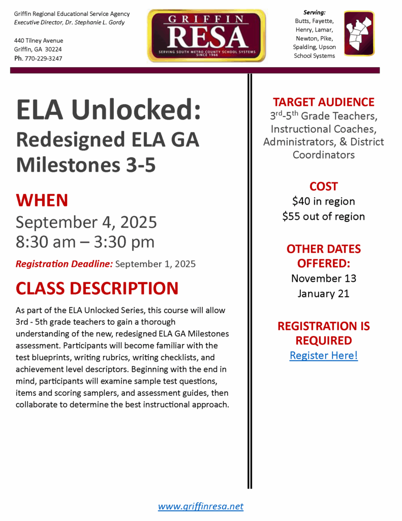 3rd-5th Redesigned ELA GA Milestones: ELA Unlocked