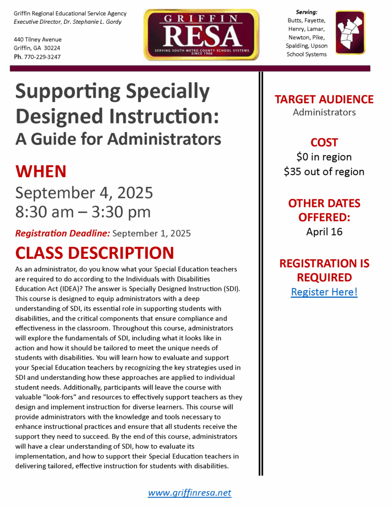Supporting Specially Designed Instruction: A Guide for Administrators