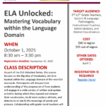Mastering Vocabulary within the Language Domain: ELA Unlocked