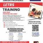 Lexia LETRS Training/Coaching Dates (Options include In-Person & Virtual)