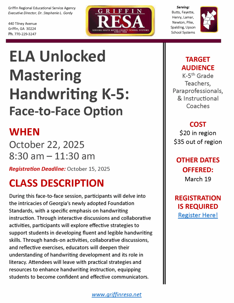 Mastering Handwriting (In-Person): ELA Unlocked