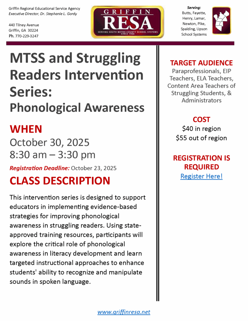 MTSS and Struggling Readers Intervention Series:  Phonological Awareness