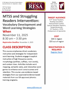 MTSS & Struggling Readers: Vocabulary Development & Word Learning Strategies
