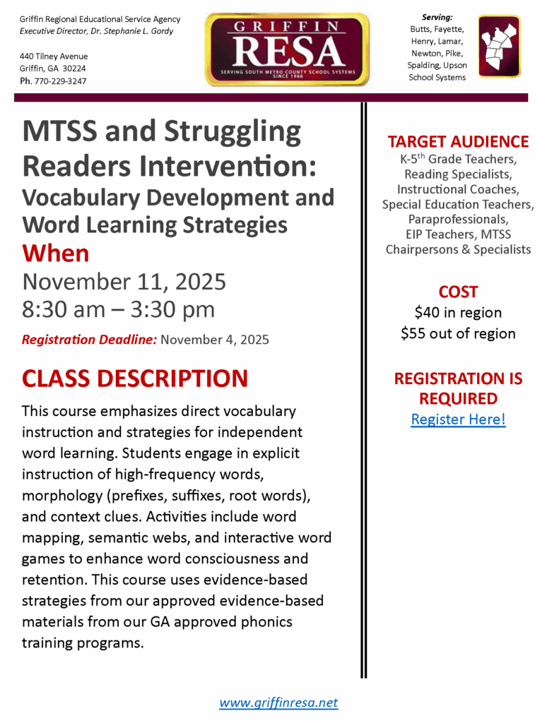 MTSS & Struggling Readers: Vocabulary Development & Word Learning Strategies