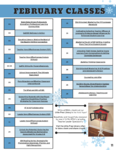 February Class List…..take a peek