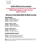 Congrats to Regional HS Math Competition Winners