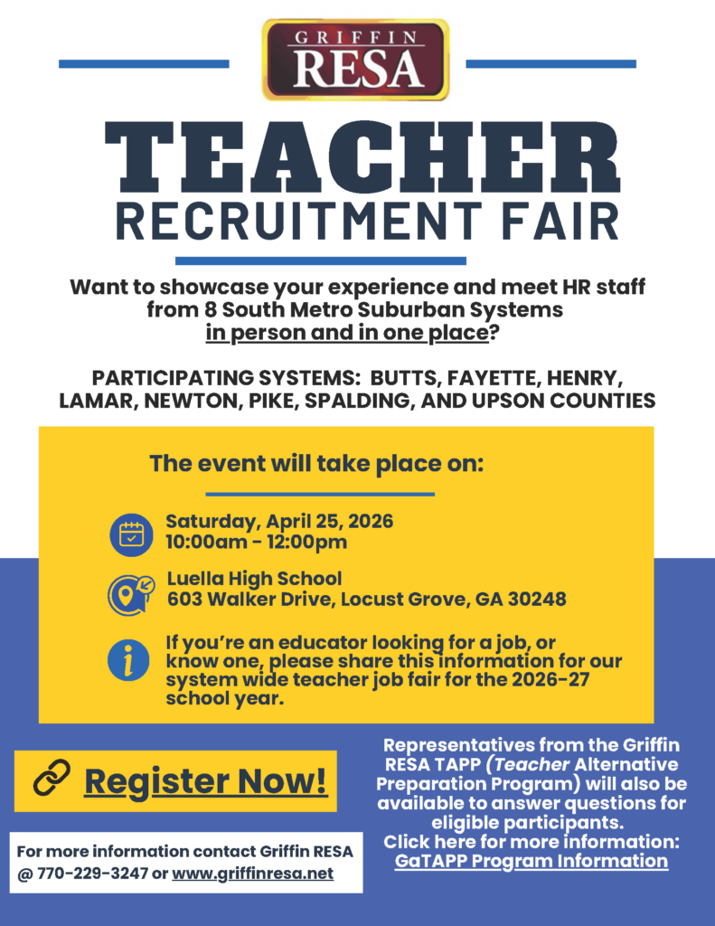 Regional Educator Job Fair – Saturday, April 25, 2026 – Hosted by Griffin RESA