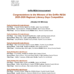 Congrats to the 2026 Regional (Grades 6 – 8) Literacy Day Competition Winners