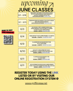 JUNE Class List…Share with a Friend!