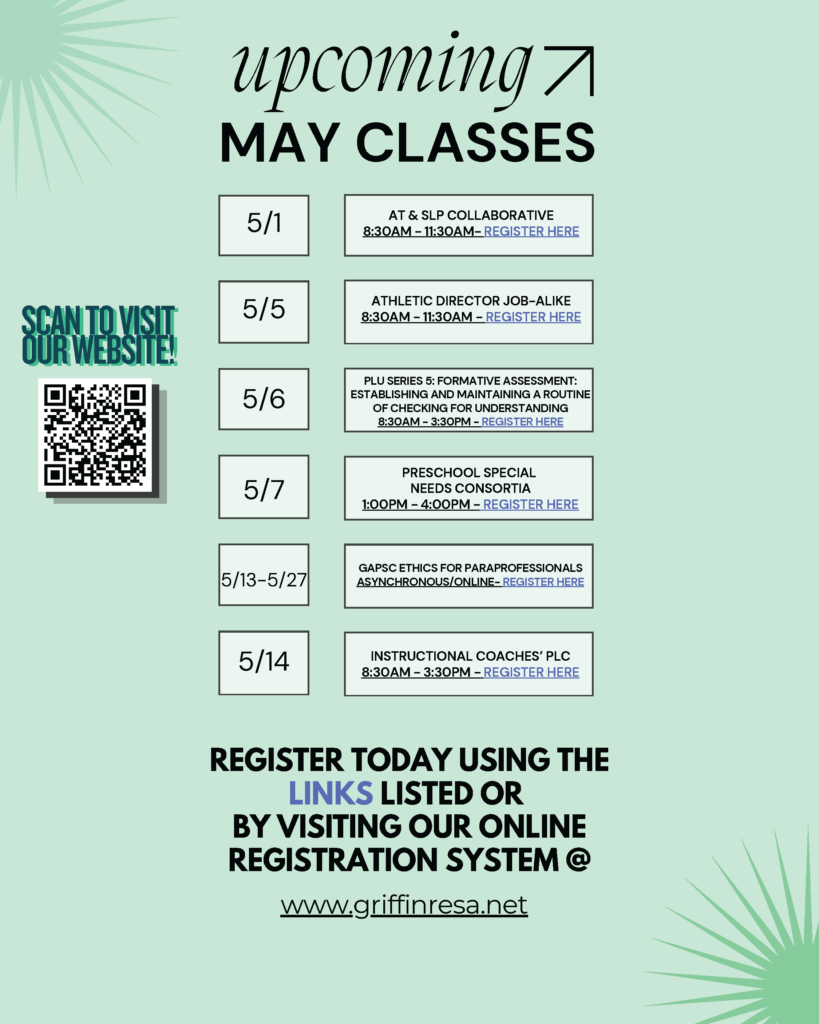 May Class List…Take a Peek!