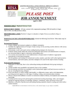 Job Announcement: RESA Regional Literacy Coach