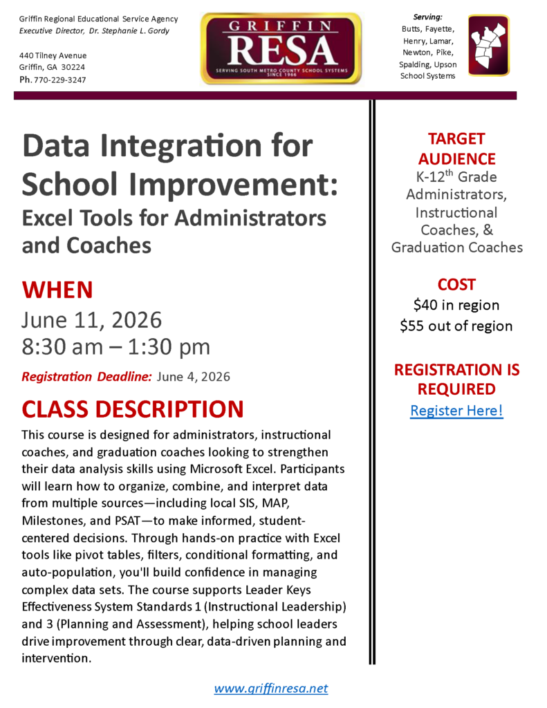 Data Integration for School Improvement:  Excel Tools for Administrators and Coaches