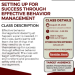 Setting up for Success through Effective Behavior Management