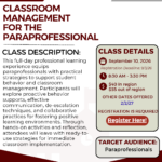 Classroom Management for the Paraprofessional