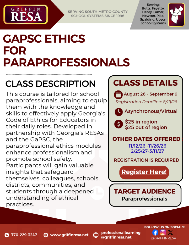 GaPSC Ethics for Paraprofessionals (VIRTUAL)