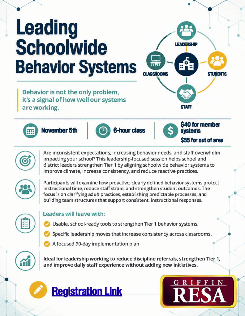 Leading Schoolwide Behavior Systems: Registration Deadline October 29th